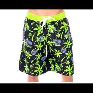 🔥Ashopz Men’s Mark black green elastic  swim trunk